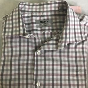 DKNY Dress Shirt 15.5, 34/35, Slim Fit Checker